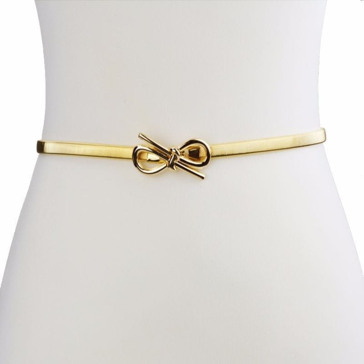 Pasek elastyczny Złoty kokardka sprężynka metalowy