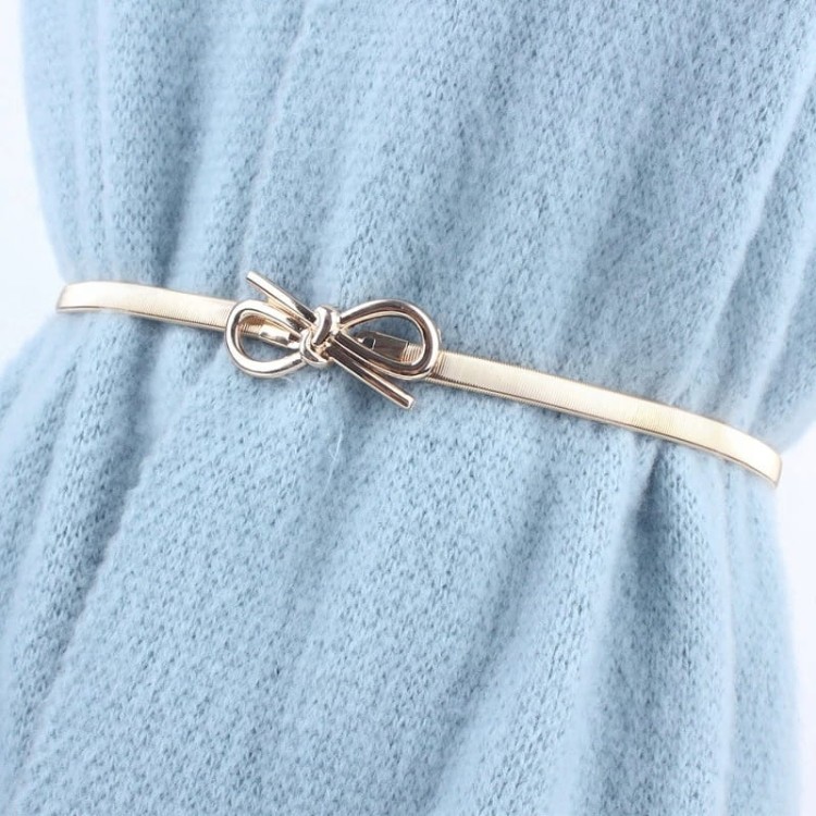 Pasek elastyczny Złoty kokardka sprężynka metalowy