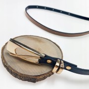 PASEK DO SPODNI wąski czarny eko skóra klamra