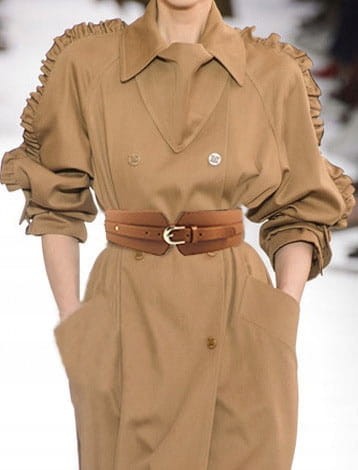 SZEROKI PAS BIODROWY Sukienki Płaszcze BRĄZOWY eko