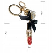 BRELOCZEK Szminka Cyrkonie Brelok do kluczy Złoty