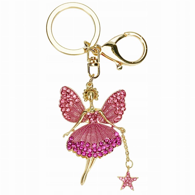 BRELOCZEK Wróżka Baletnica Różowy Złoty Cyrkonie