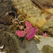 BRELOCZEK Wróżka Baletnica Różowy Złoty Cyrkonie