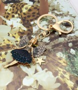 BRELOCZEK Wróżka Baletnica Czarny Złoty Cyrkonie