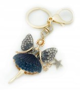 BRELOCZEK Wróżka Baletnica Czarny Złoty Cyrkonie