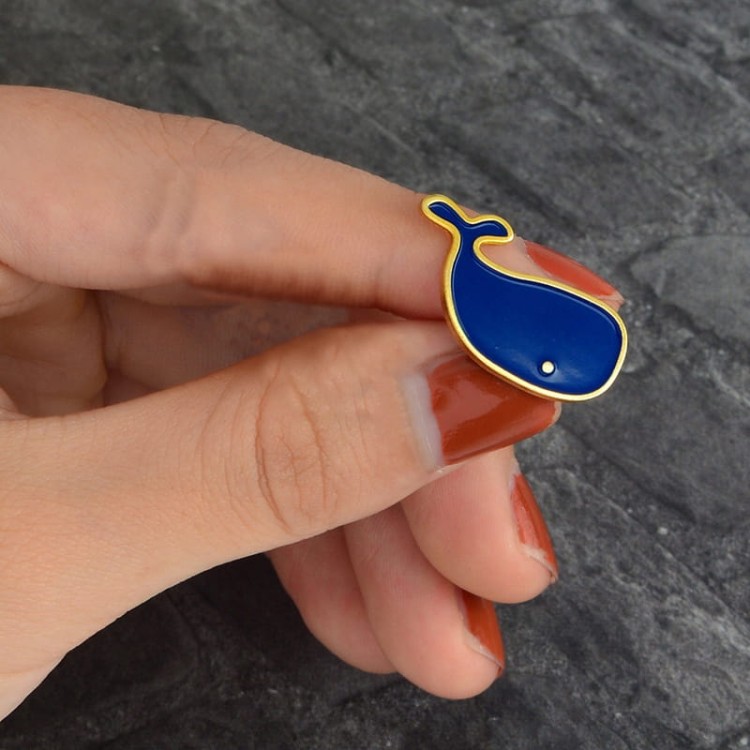 PINS Przypinka Wieloryb Niebieska Morska Ozdoba