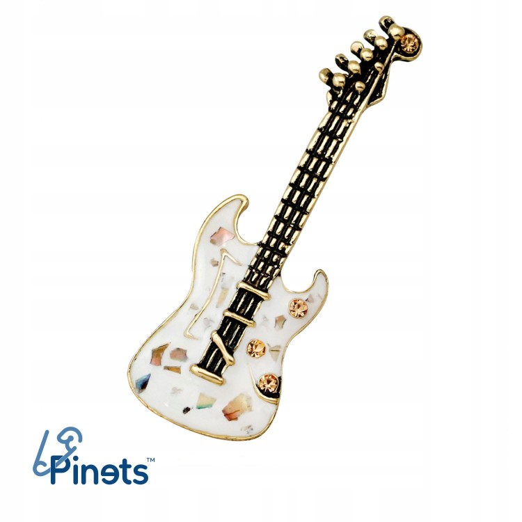 PINETS Broszka GITARA elektryczna BIAŁA ozdoba