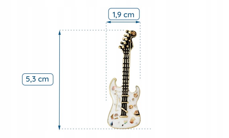 PINETS Broszka GITARA elektryczna BIAŁA ozdoba
