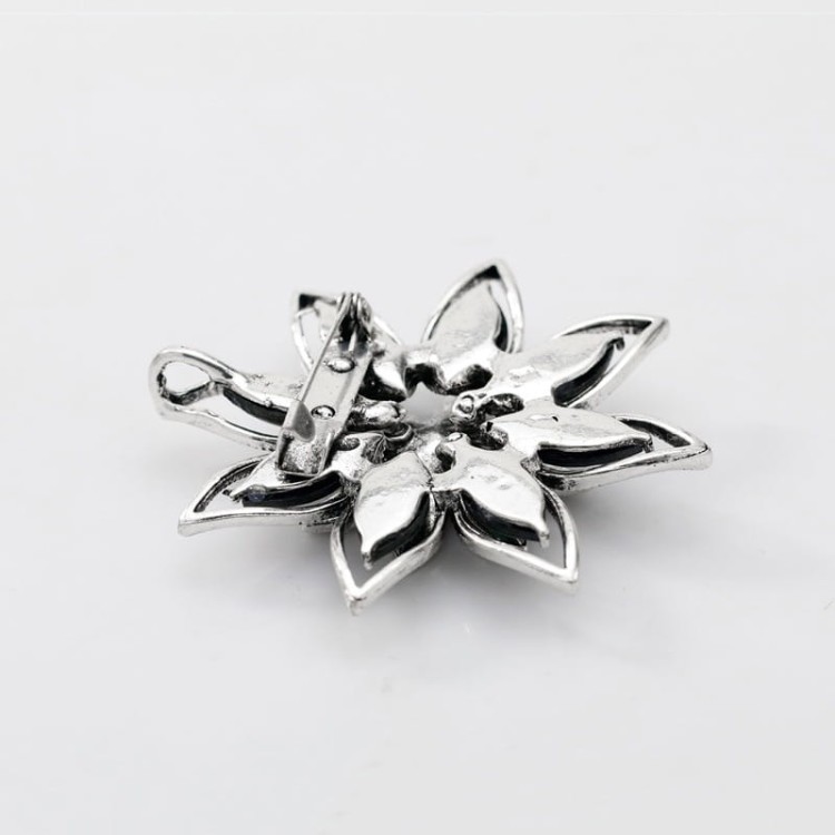 PINETS broszka KWIAT masa perłowa Cyrkonie Srebrna