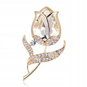 PINETS broszka kwiat RÓŻA kolor złoty z cyrkoniami