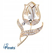 PINETS broszka kwiat RÓŻA kolor złoty z cyrkoniami