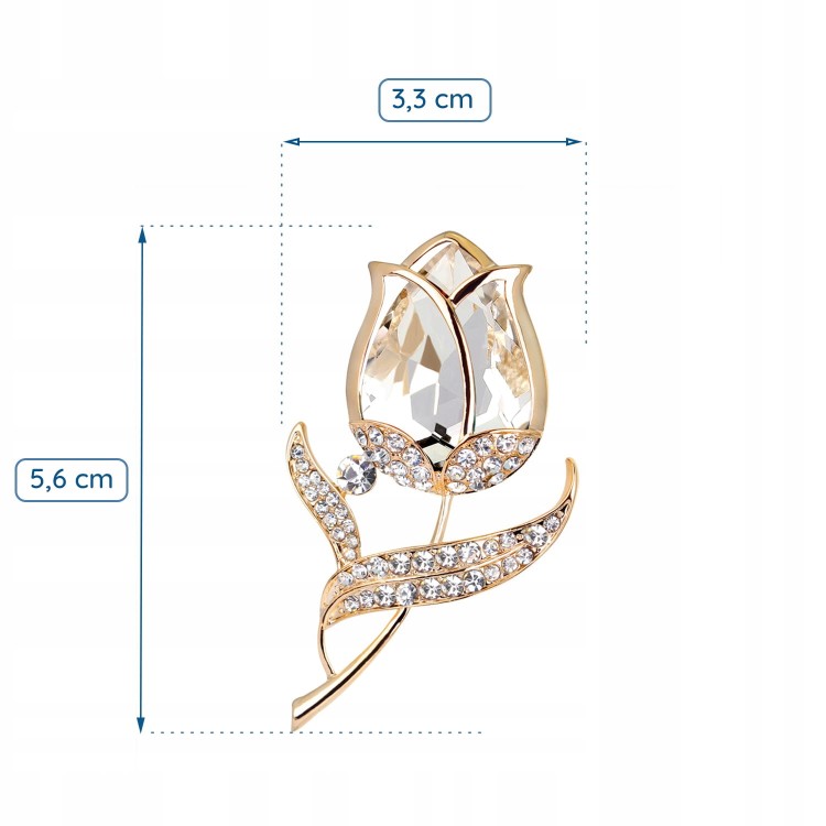 PINETS broszka kwiat RÓŻA kolor złoty z cyrkoniami