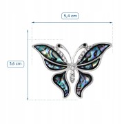 PINETS broszka MOTYL masa perłowa cyrkonie Srebrna