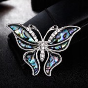PINETS broszka MOTYL masa perłowa cyrkonie Srebrna