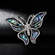 PINETS broszka MOTYL masa perłowa cyrkonie Srebrna