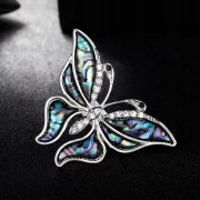PINETS broszka MOTYL masa perłowa cyrkonie Srebrna