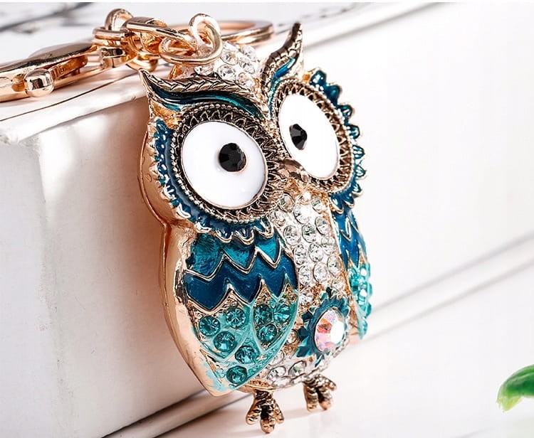 BRELOCZEK Brelok do kluczy Sowa Sówka Cyrkonie