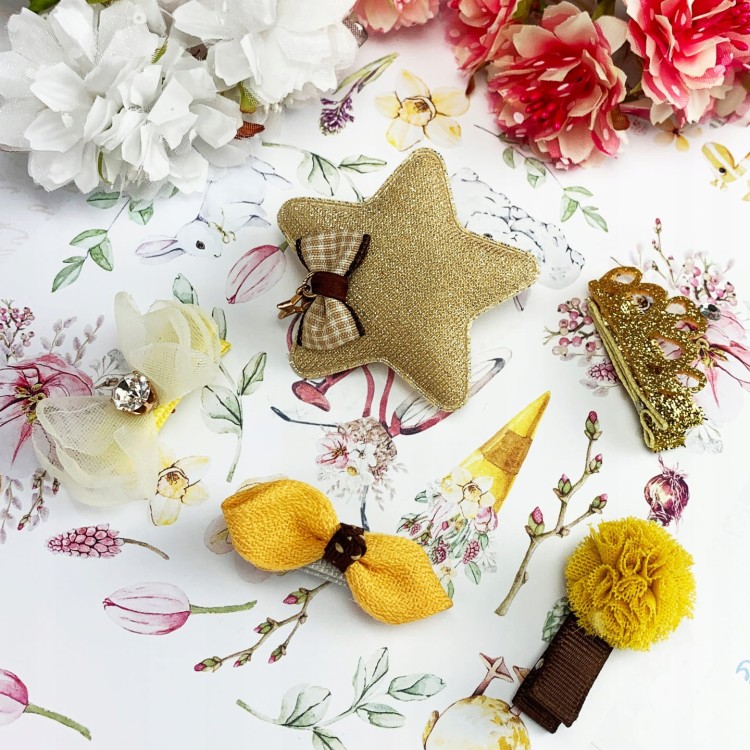 ZESTAW SPINEK Spinki Kokardka Spinka Kwiatek