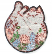 Naszywka TERMO Naprasowanka Kot Kwiaty Kłębek Łata