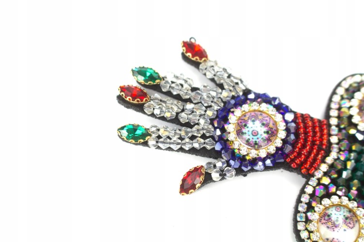 Naszywka cyrkoniowa Serce Ręka Cyrkonie Koraliki