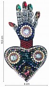 Naszywka cyrkoniowa Serce Ręka Cyrkonie Koraliki
