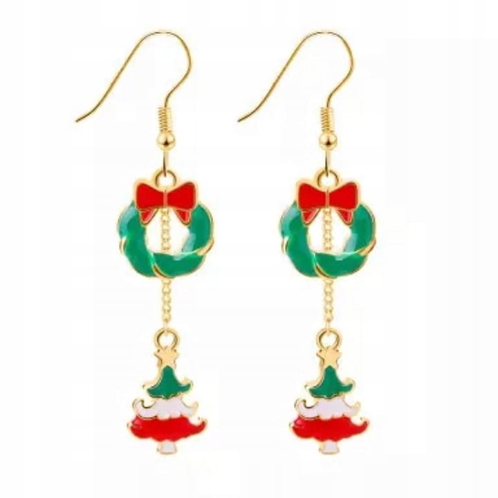 KOLCZYKI Długie świąteczne Choinki Wianki Święta