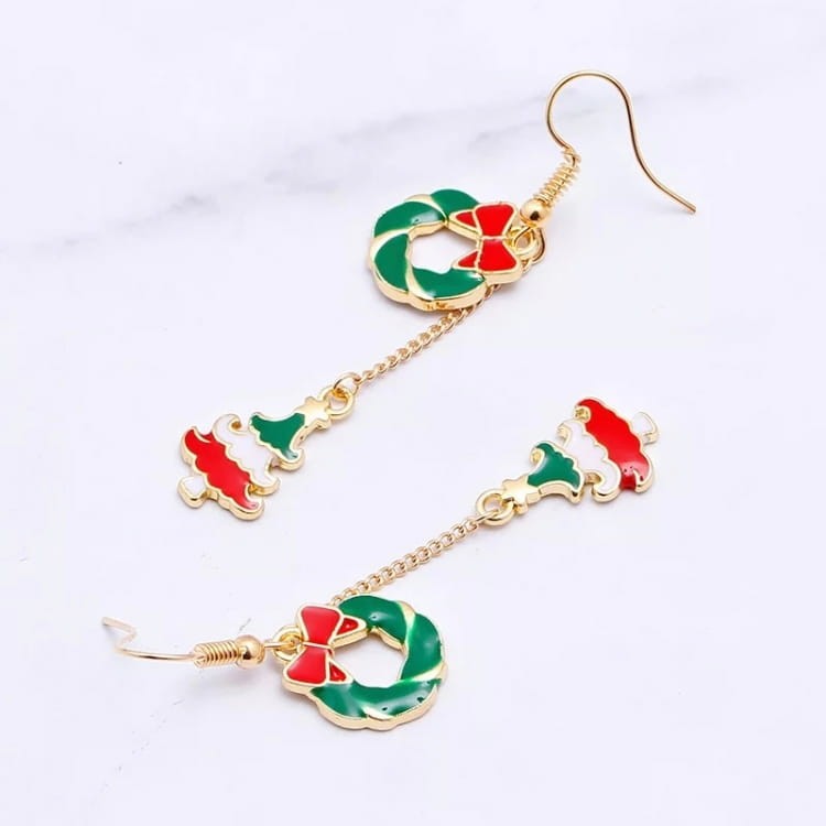 KOLCZYKI Długie świąteczne Choinki Wianki Święta