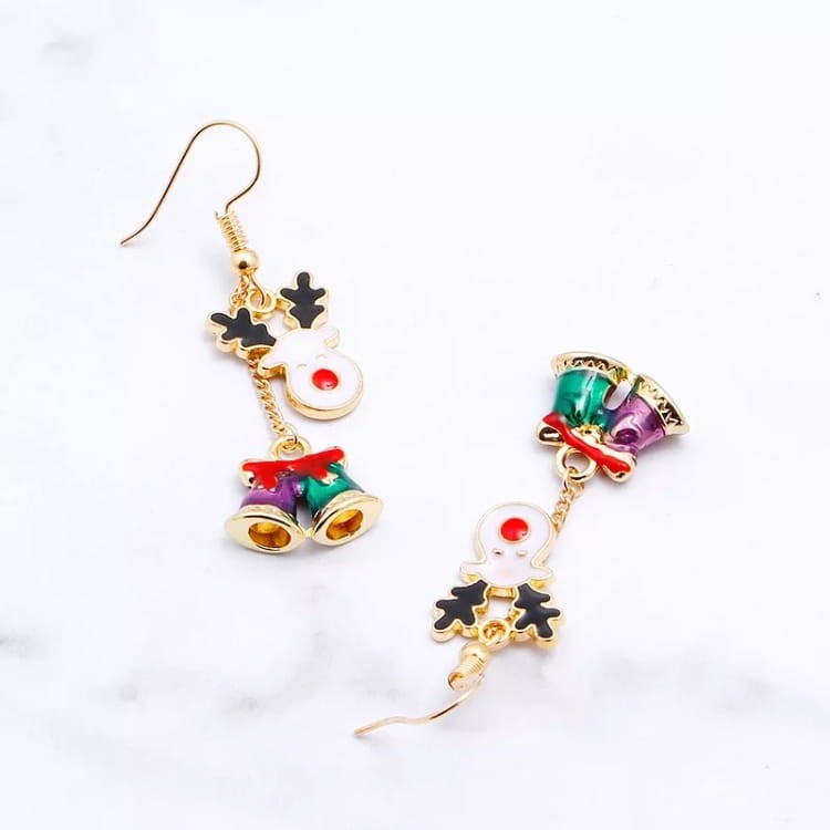 KOLCZYKI Długie świąteczne Renifer Dzwoneczki Zima