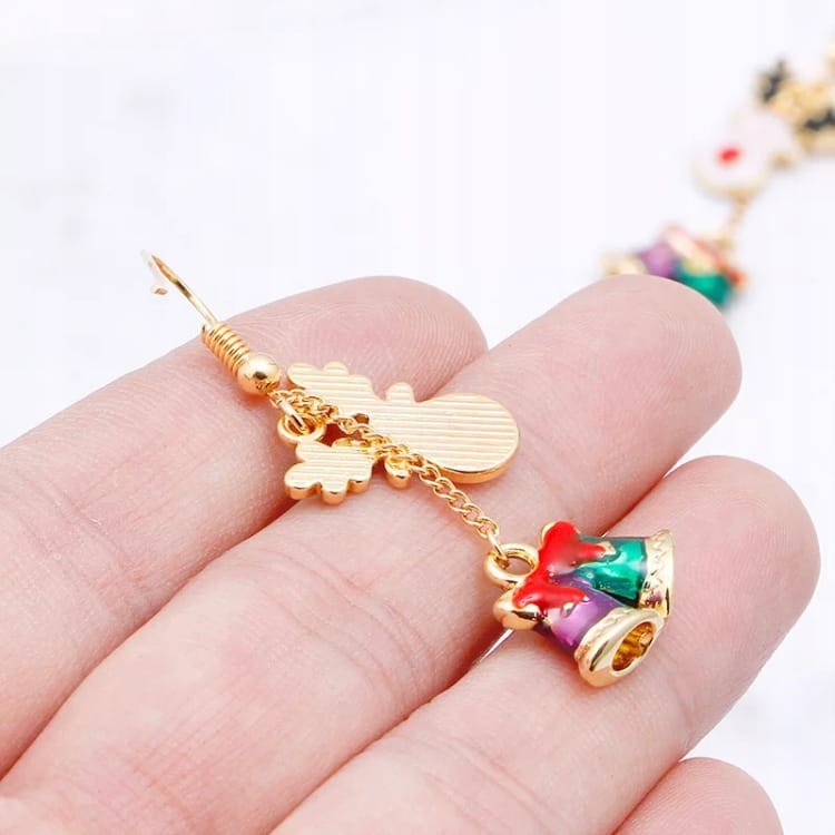 KOLCZYKI Długie świąteczne Renifer Dzwoneczki Zima