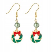 KOLCZYKI Długie świąteczne Wianek świąteczny Zima