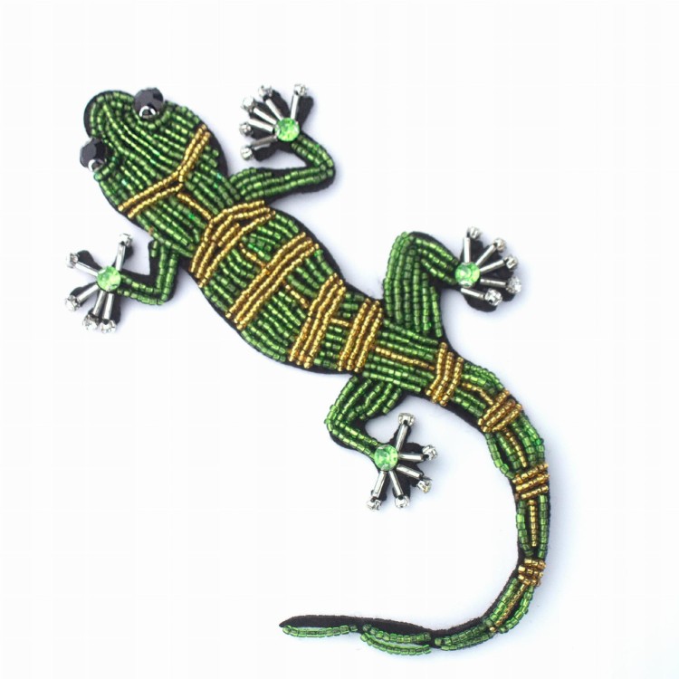 Naszywka Jaszczurka Gekon Cyrkonie koraliki