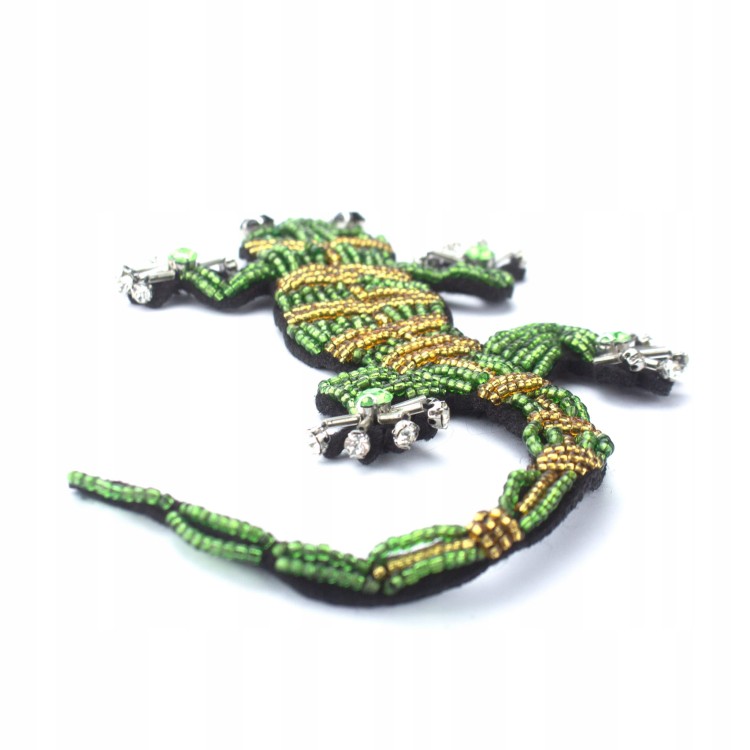 Naszywka Jaszczurka Gekon Cyrkonie koraliki