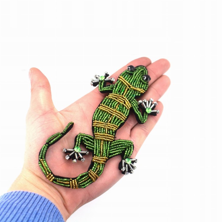 Naszywka Jaszczurka Gekon Cyrkonie koraliki