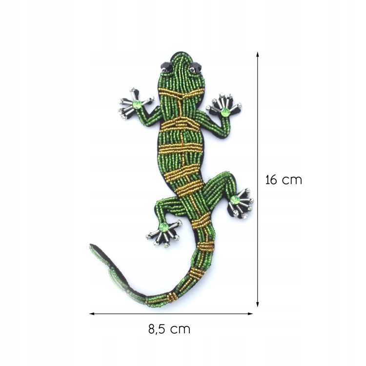 Naszywka Jaszczurka Gekon Cyrkonie koraliki