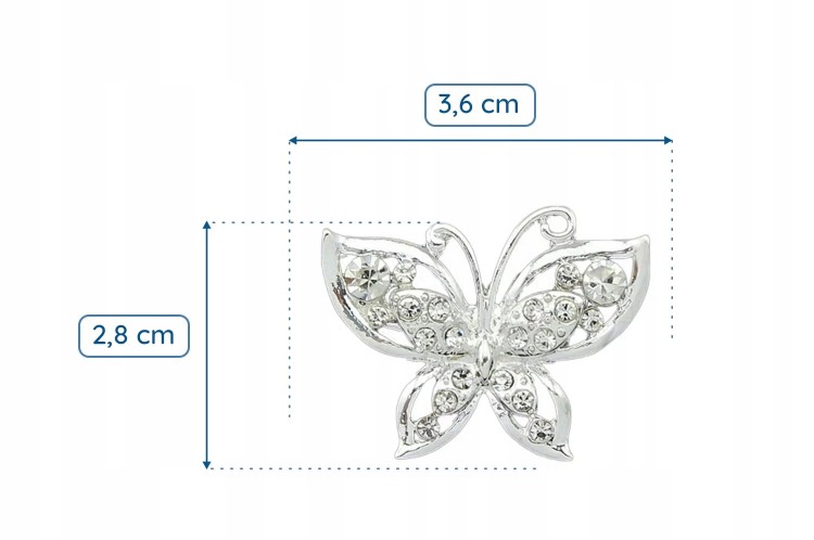PINETS broszka srebrny Motyl motylek Cyrkonie
