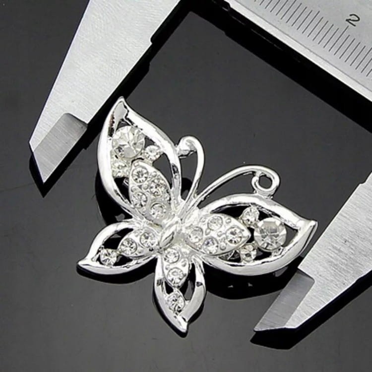 PINETS broszka srebrny Motyl motylek Cyrkonie