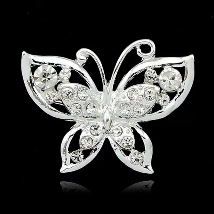 PINETS broszka srebrny Motyl motylek Cyrkonie