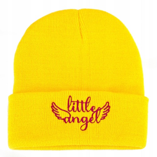 CZAPKA Little Angel żółta różowe haftowane Logo