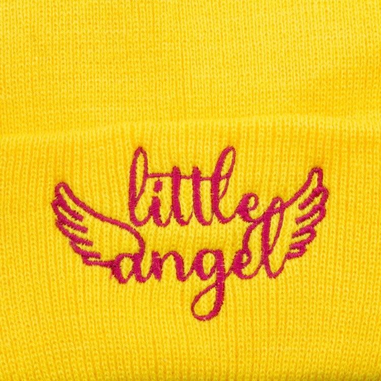 CZAPKA Little Angel żółta różowe haftowane Logo