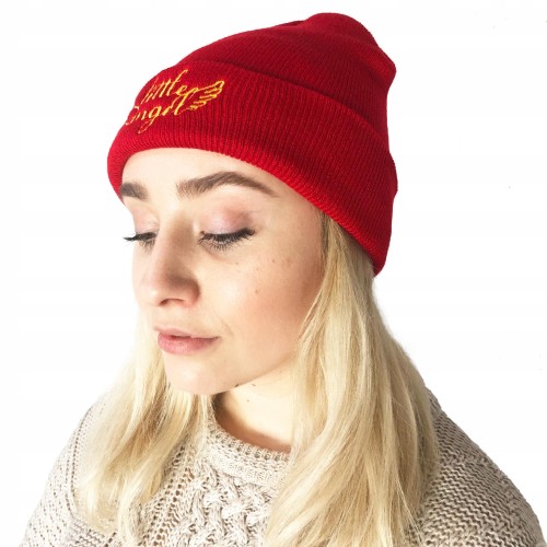 CZAPKA Little Angel czerwona złote haftowane Logo