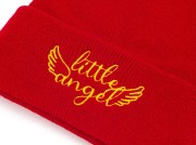 CZAPKA Little Angel czerwona złote haftowane Logo