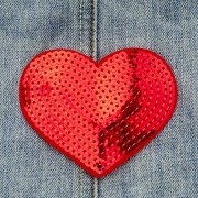 Naszywka cekinowa Serce Czerwone Cekin Serduszko