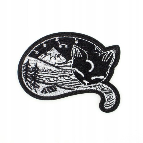 Naszywka TERMO śpiący czarny Kot widok góry kotek