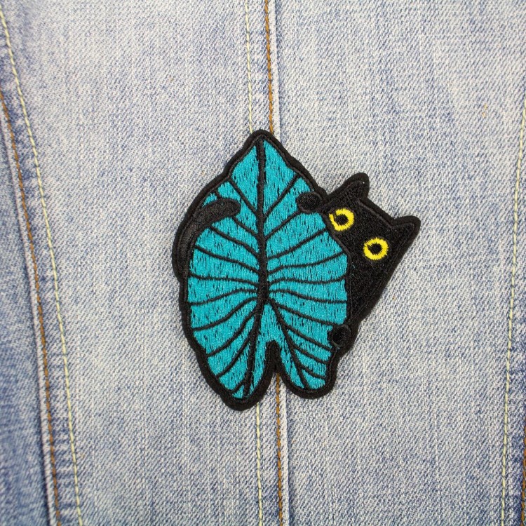 Naszywka TERMO Kot z liściem Roślina Liść Listek