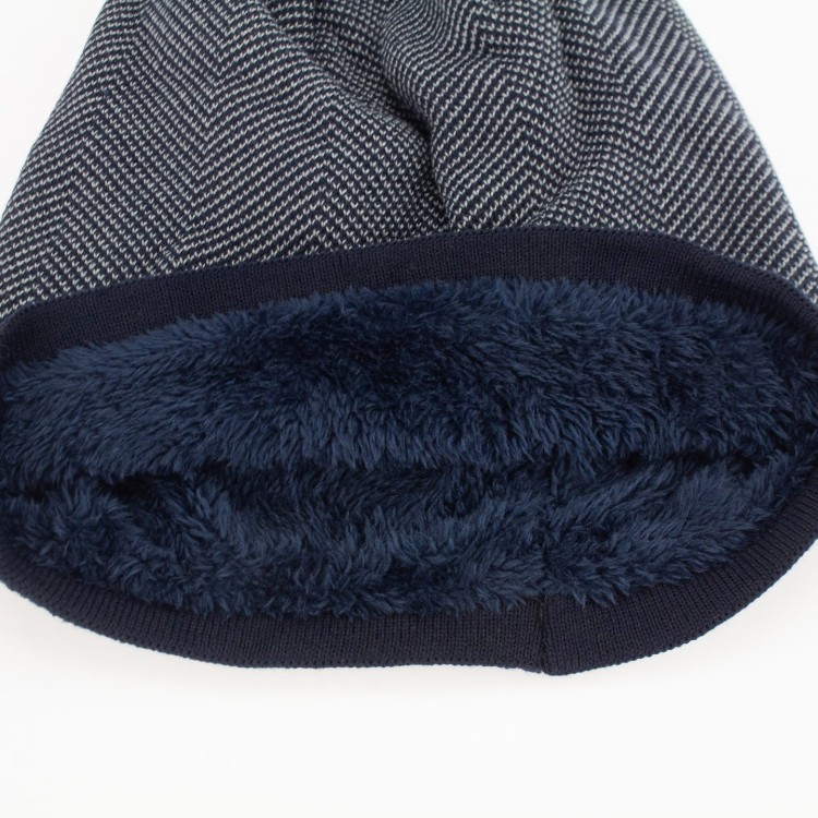 CZAPKA Zimowa Ocieplana Granatowa Szara