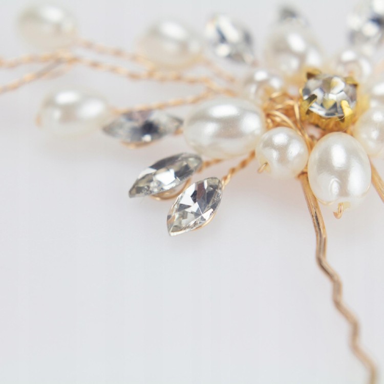 SPINKa do włosów Wsuwka Ślub cyrkonie Kwiat Kok