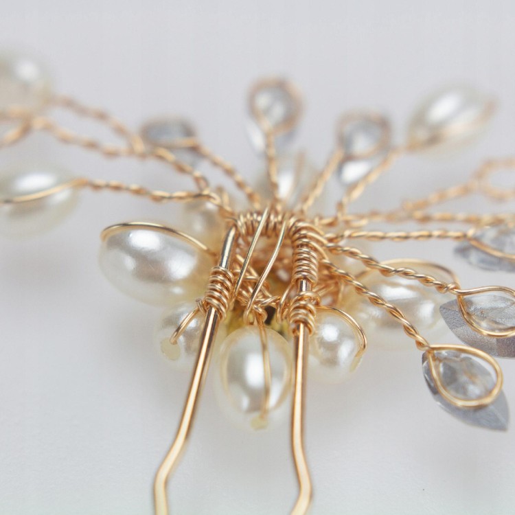 SPINKa do włosów Wsuwka Ślub cyrkonie Kwiat Kok