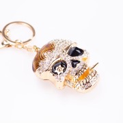 BRELOCZEK Brelok do kluczy złoty Czaszka Cyrkonie