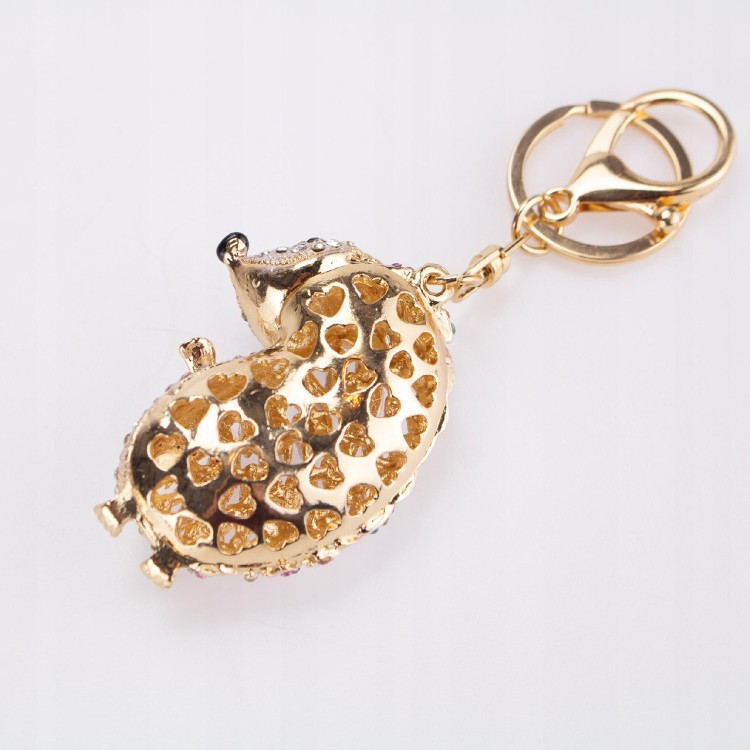 BRELOCZEK Brelok do kluczy złoty Jeżyk Cyrkonie