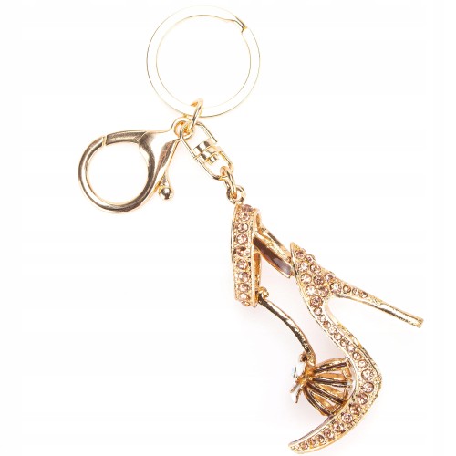 BRELOCZEK Brelok do kluczy złoty Szpilka Cyrkonie